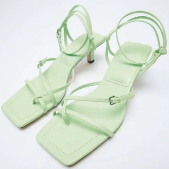 NWT Zara Strappy Heleed Leather Sandals - Picture 3 of 9